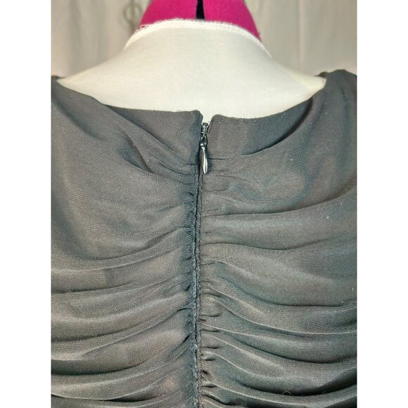 Ignite Evening Black Pewter Black Ruched Waist V-Neck Formal Dress Plus Size 20W - Picture 10 of 10